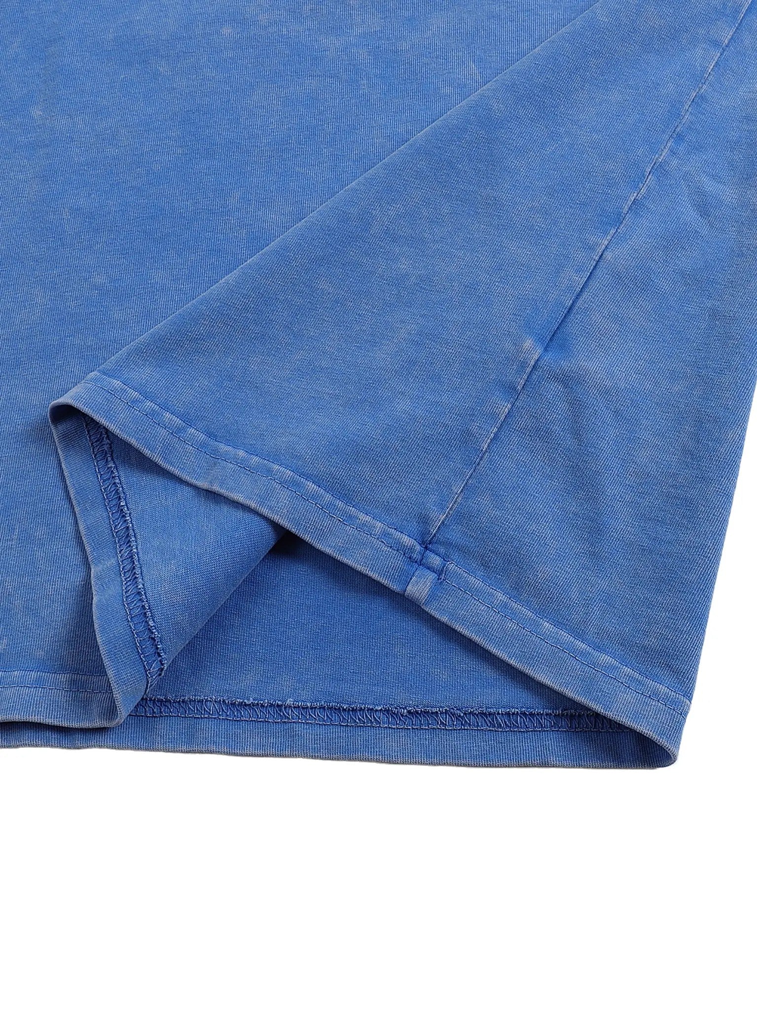 BLSS Heavyweight Oversized T-Shirt in Light Blue — hem detail