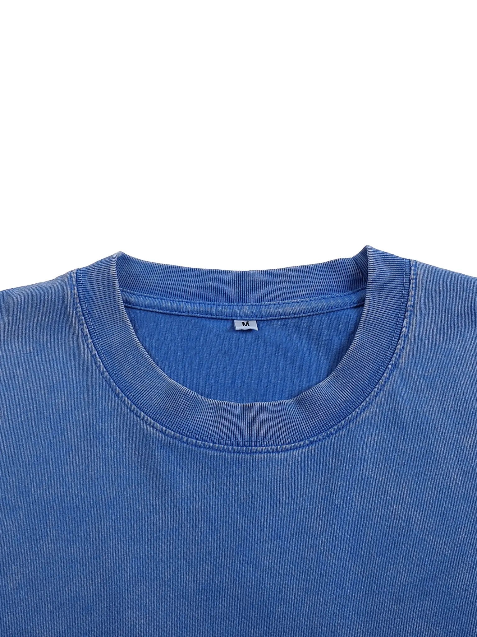 BLSS Heavyweight Oversized T-Shirt in Light Blue — collar detail